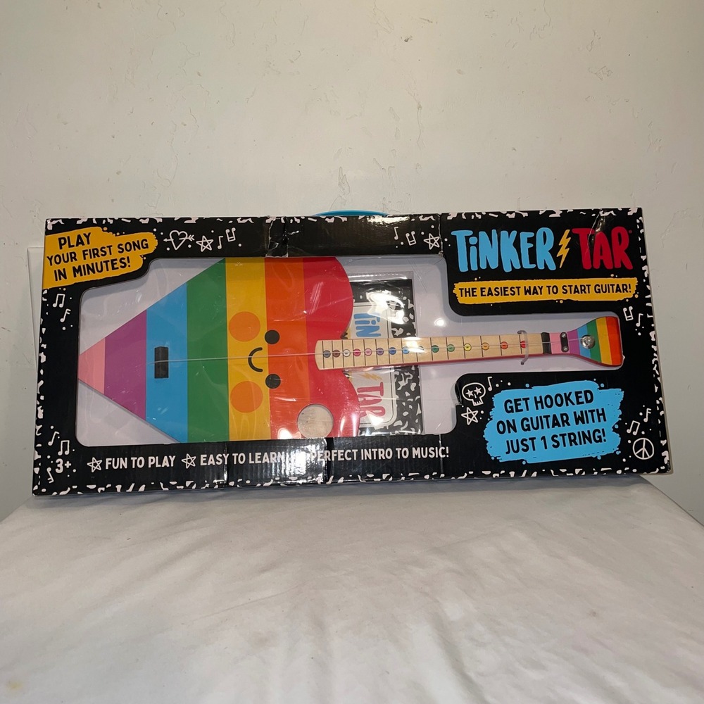 TinkerTar Rainbow Heart 1-String Kids Beginner Acoustic Guitar with Songbook